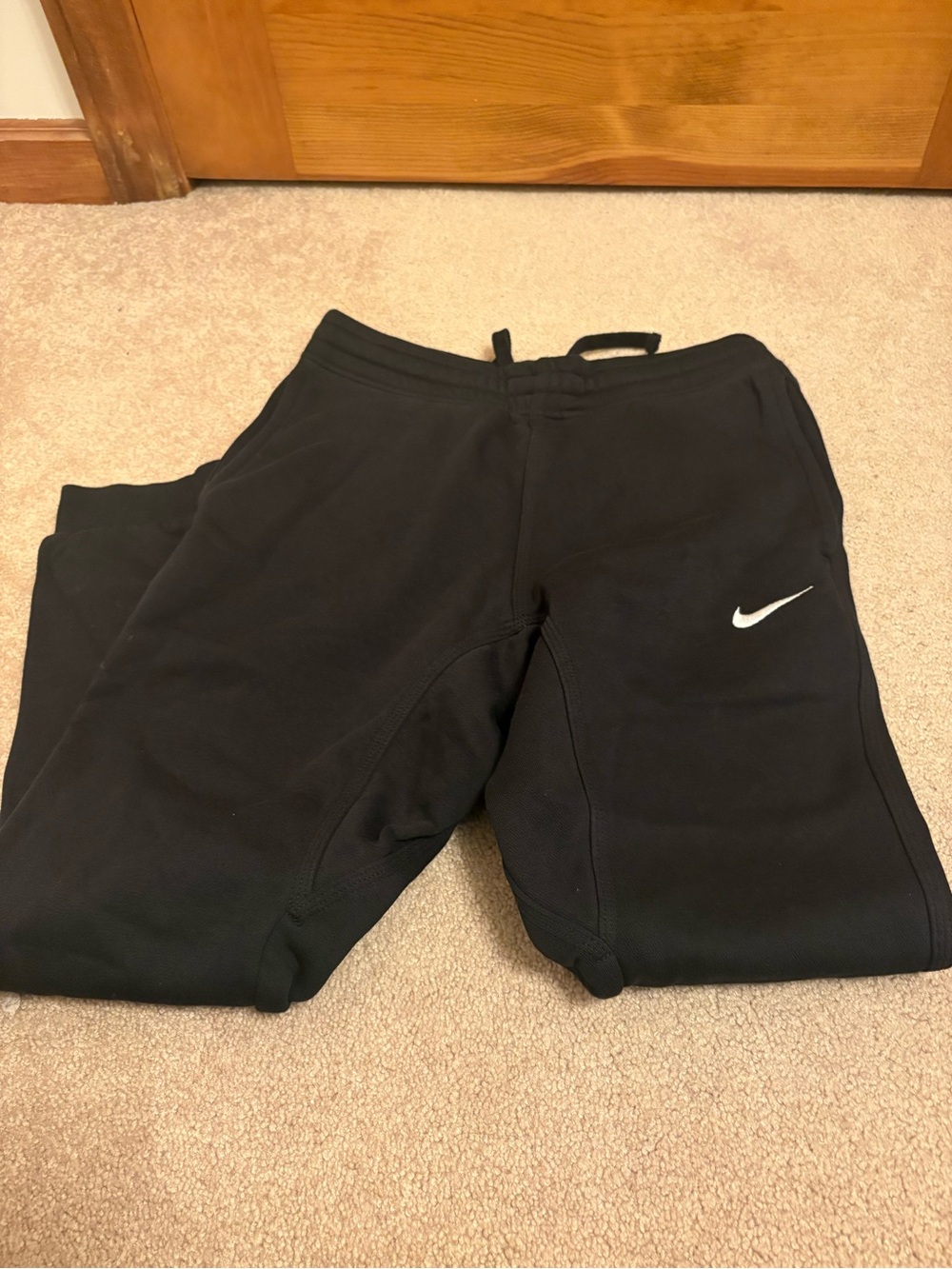 Nike men’s Black Jogger Pants with White Swoosh